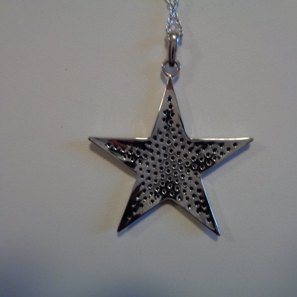 Black Spinel Sterling Silver Star Pendant w/Chain NIB - Picture 5 of 12